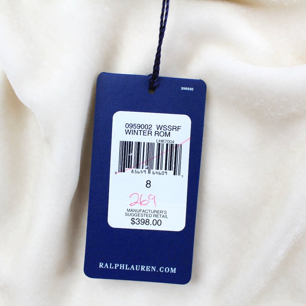 RALPH LAUREN Ivory Silk Velvet Bias Cowl Off Shoulder Draped Scarf Top NWT SZ 8 - Picture 9 of 11